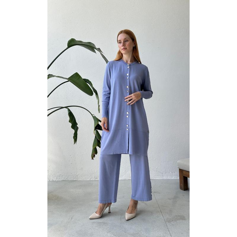 RAYON SOĞUK İP MERSERİZE BELLA HIRKA PANTOLON TAKIM LİLA