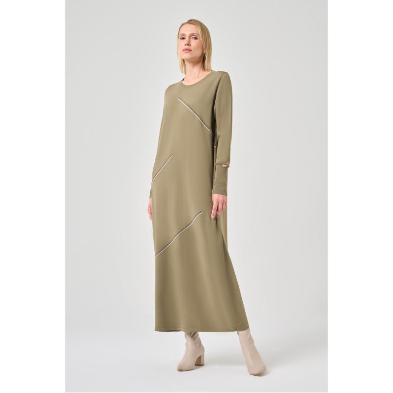 Rayon Soğuk İp Yumoş Elbise Haki
